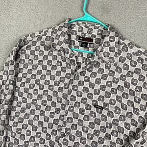 VTG Guess Jeans USA Button Up Shirt Men's XL 100% Rayon Geometric Print